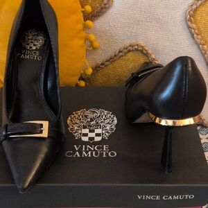 Vince Camuto Black and Gold Women's Heels